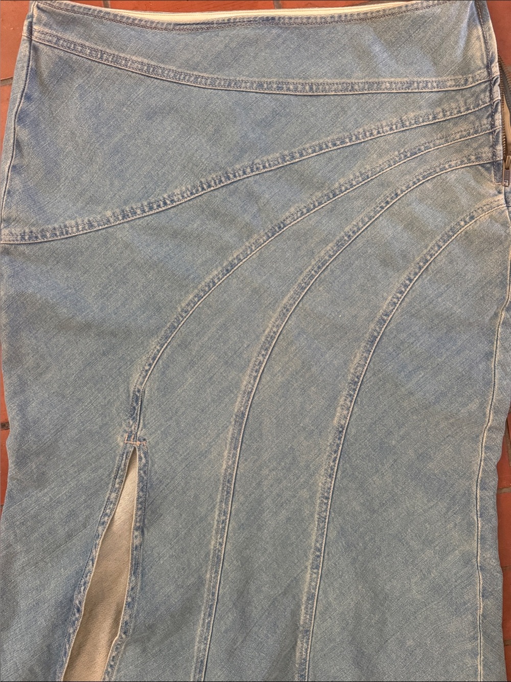 Blue Denim pilcro (Anthropologie)Midi Skirt with Front Slit, 10 super cute!! - Picture 3 of 8
